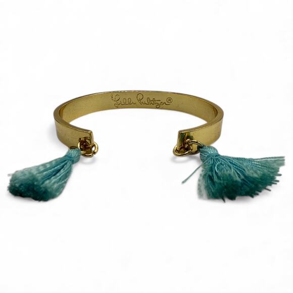 Lilly Pulitzer gold-tone cuff bracelet with inscription "Rule Breakers Only" - Picture 2 of 4